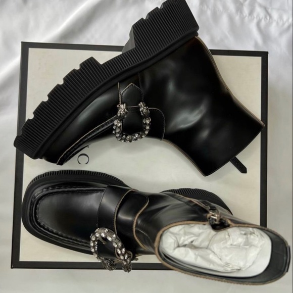Gucci black Boots Size 37 Dionysus hunder Cordovan Lux Tiger Head - Picture 1 of 6